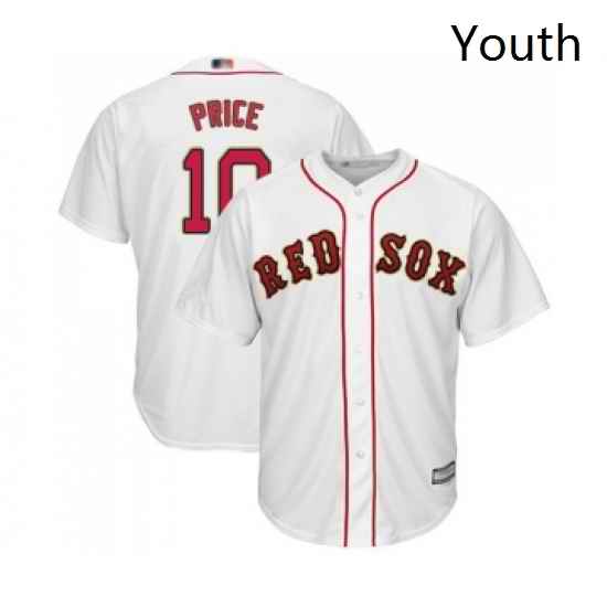 Youth Boston Red Sox 10 David Price Authentic White 2019 Gold Program Cool Base Baseball Jersey